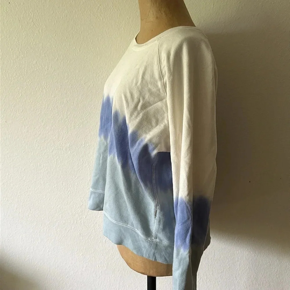 Rails sz L Theo Ocean Tide Dye Sweatshirt white to blue ombré cotton blend VGUC - Picture 2 of 7